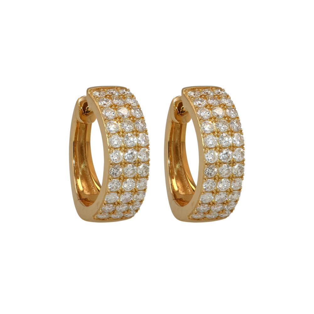 14K Yellow Gold Pave Huggies with 1.02ctw Diamonds 15.5mm Earrings