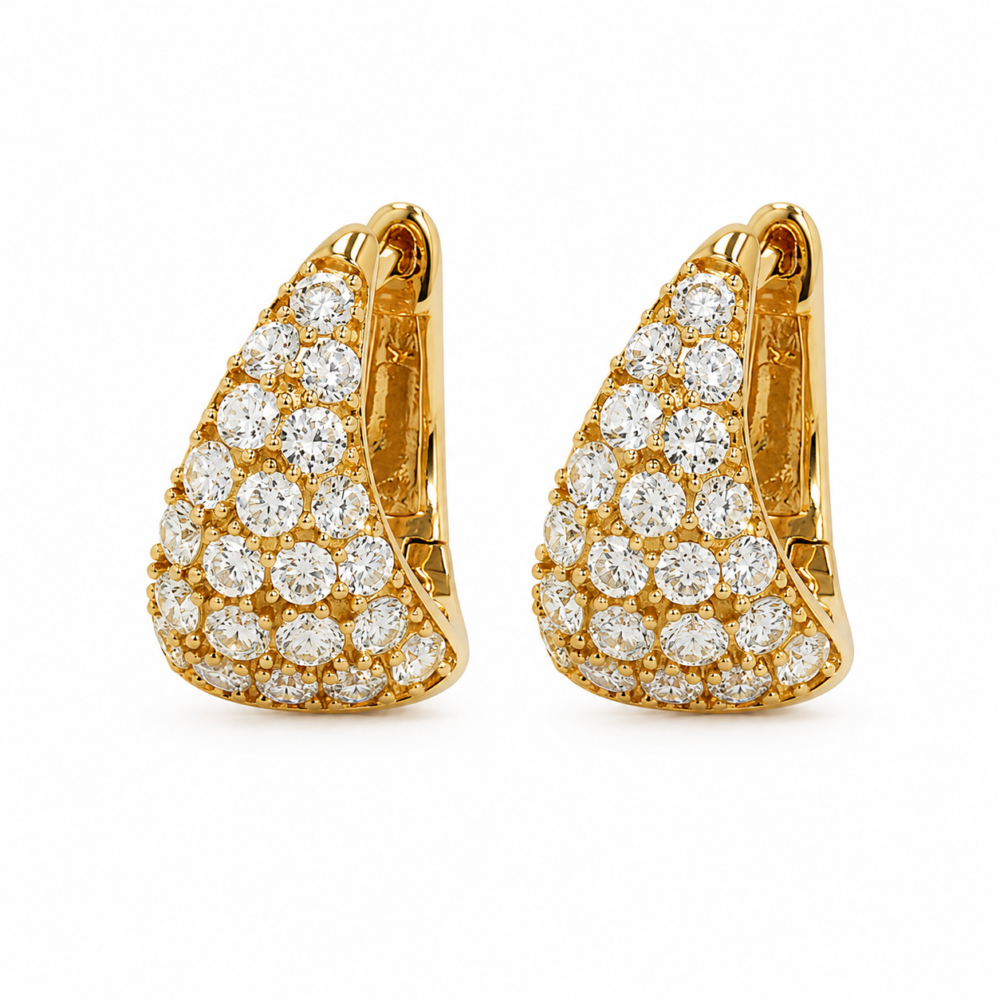 14K Yellow Gold Pave Huggies with 1.13ctw Diamonds Earrings 3
