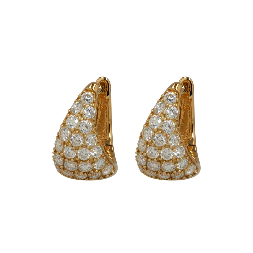 14K Yellow Gold Pave Huggies with 1.13ctw Diamonds Earrings