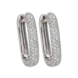 14K White Gold Pave Hoops with 2.44ctw Diamonds