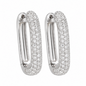 14K White Gold Pave Hoops with 2.44ctw Diamonds
