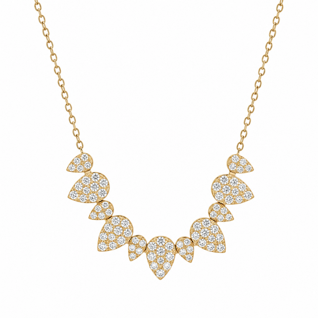 14K Yellow Gold Necklace with .98ctw Diamonds 14-16″ Fine Jewelry 2