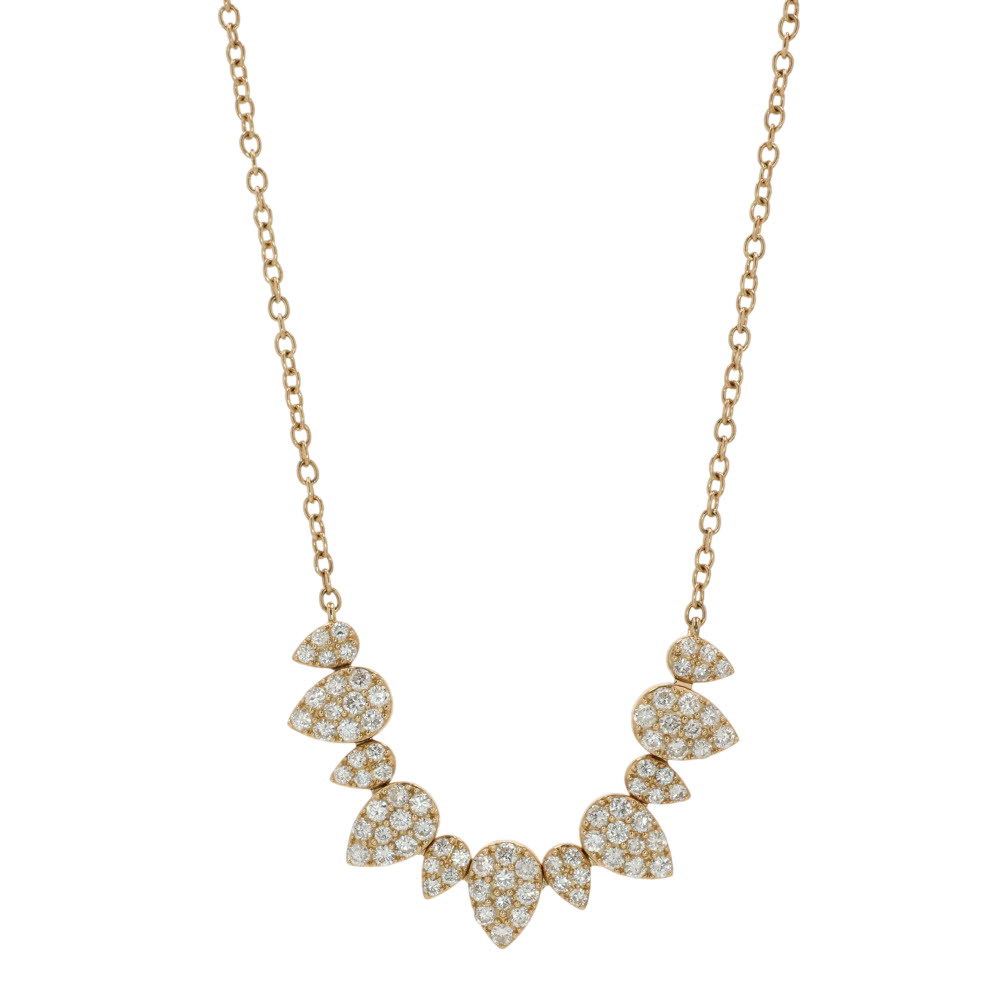 14K Yellow Gold Necklace with .98ctw Diamonds 14-16″ Fine Jewelry