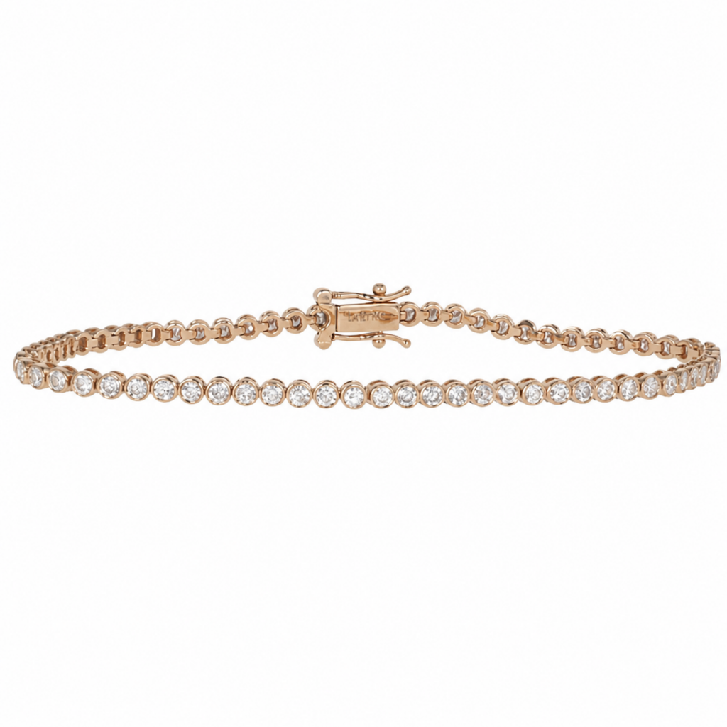 14K Rose Gold Bezel Tennis Bracelet with 2ctw Diamonds 7″ Bracelets 2