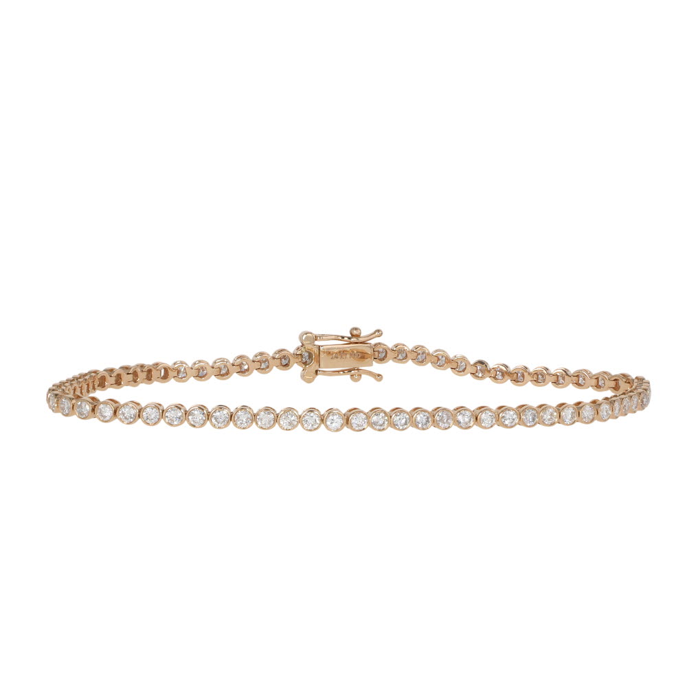 14K Rose Gold Bezel Tennis Bracelet with 2.00ctw Diamonds 7″ Bracelets