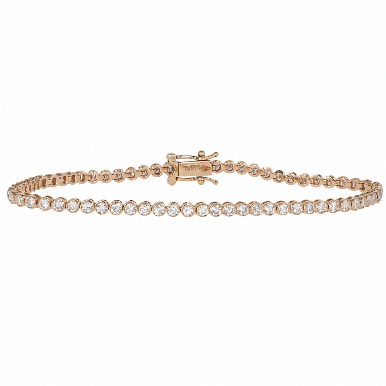 14K Rose Gold Bezel Tennis Bracelet with 2ctw Diamonds 7″ Bracelets