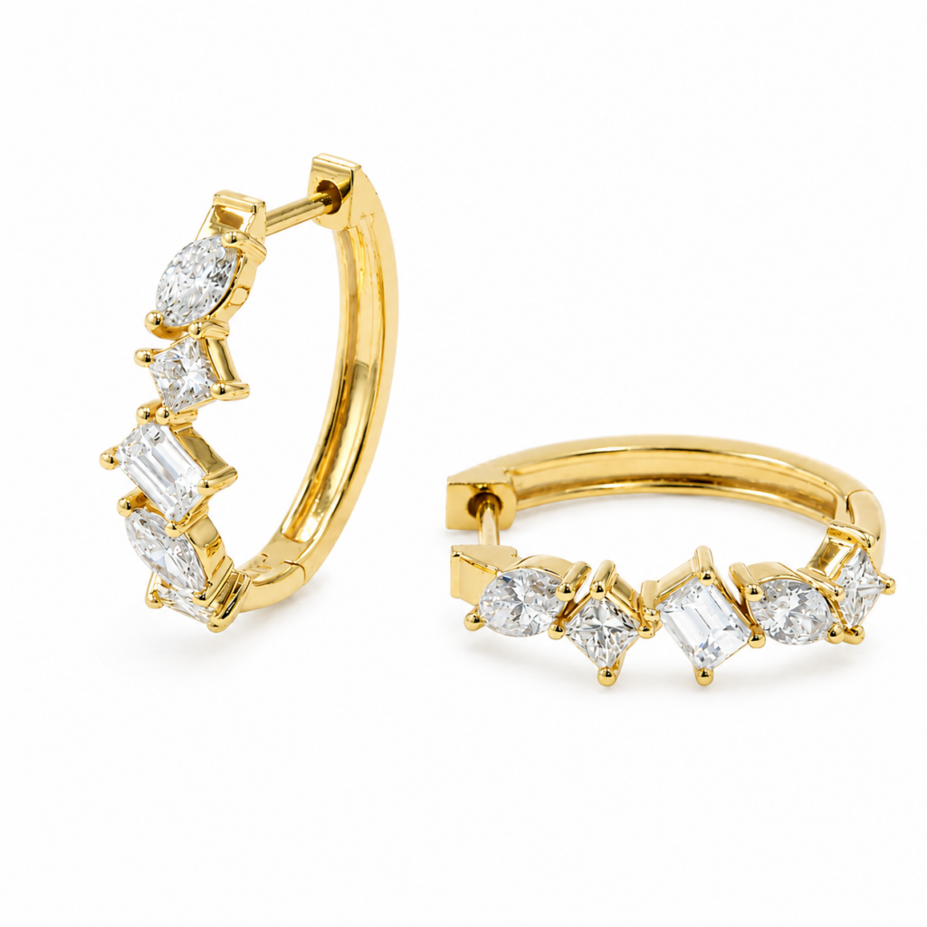 14K Yellow Gold Hoops with 1.98ctw Diamonds Earrings 2