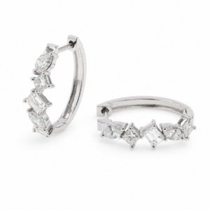 14K White Gold Hoops with 1.98ctw Diamonds