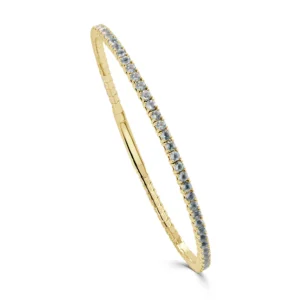 14K Yellow Gold Flexible Bangle with 2.17ctw Aquamarine Size 6.5