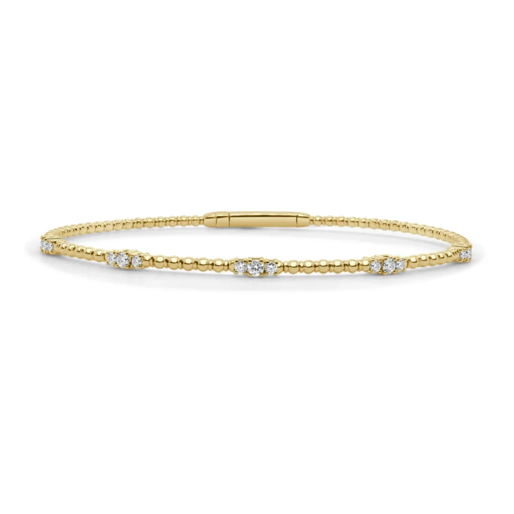 14K Yellow Gold Flexible Bangle with .35ctw Diamonds Size 6.5 Bracelets 3