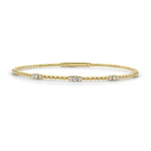 14K Yellow Gold Flexible Bangle with .35ctw Diamonds Size 6.5