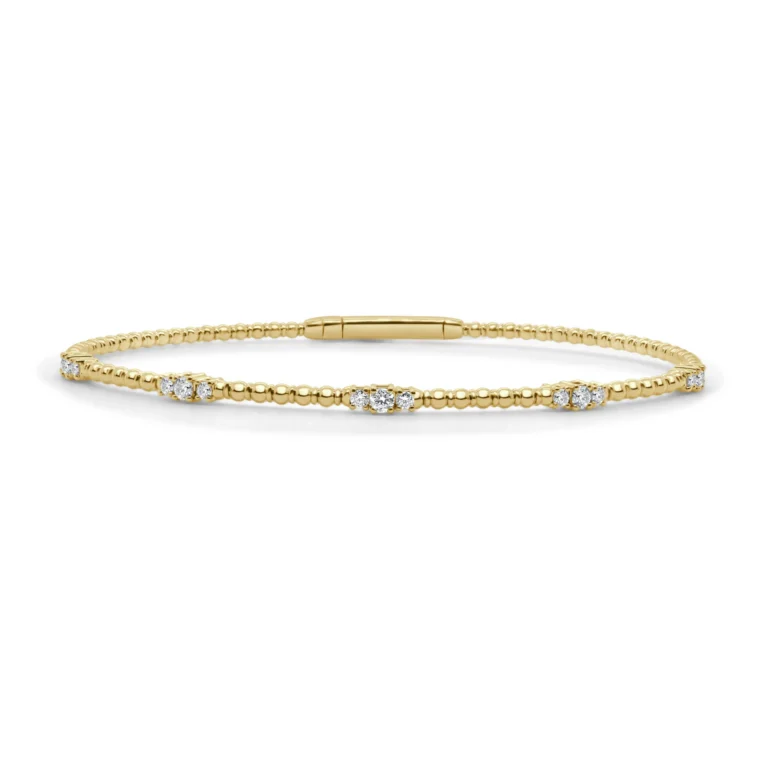 14K Yellow Gold Flexible Bangle with .35ctw Diamonds Size 6.5 Bracelets 3