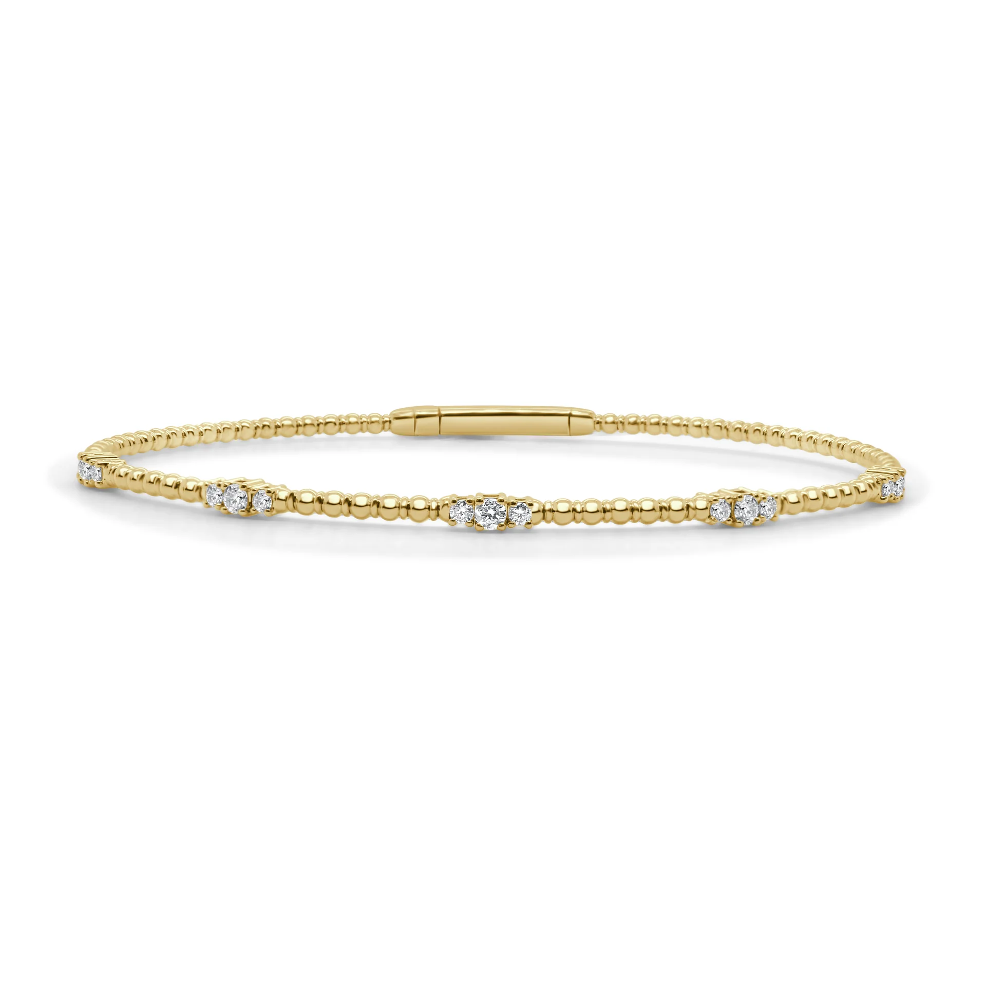 14K Yellow Gold Flexible Bangle with .35ctw Diamonds Size 6.5 Bracelets