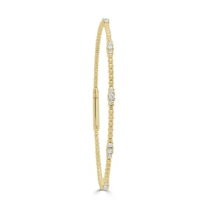 14K Yellow Gold Flexible Bangle with .35ctw Diamonds Size 6.5
