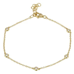 14K Yellow Gold Bezel Bracelet with .09ctw Diamonds 6.5-7.5