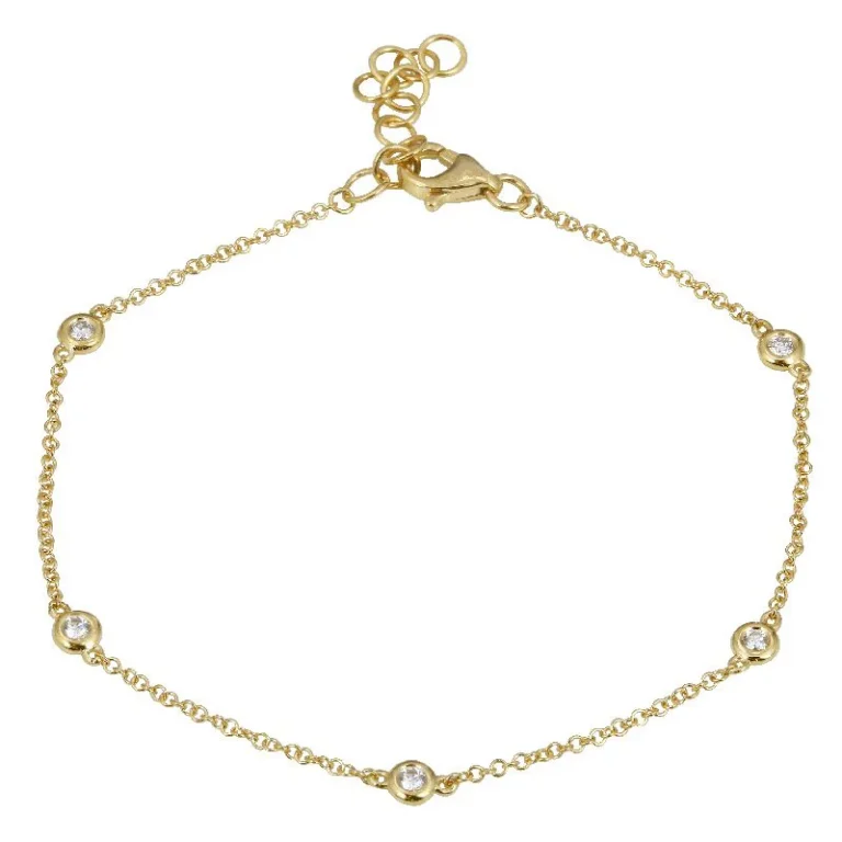 14K Yellow Gold Bezel Bracelet with .09ctw Diamonds 6.5-7.5″ Bracelets 2