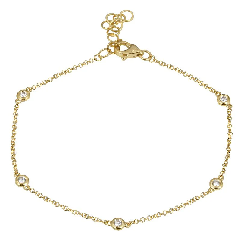 14K Yellow Gold Bezel Bracelet with .09ctw Diamonds 6.5-7.5″ Bracelets