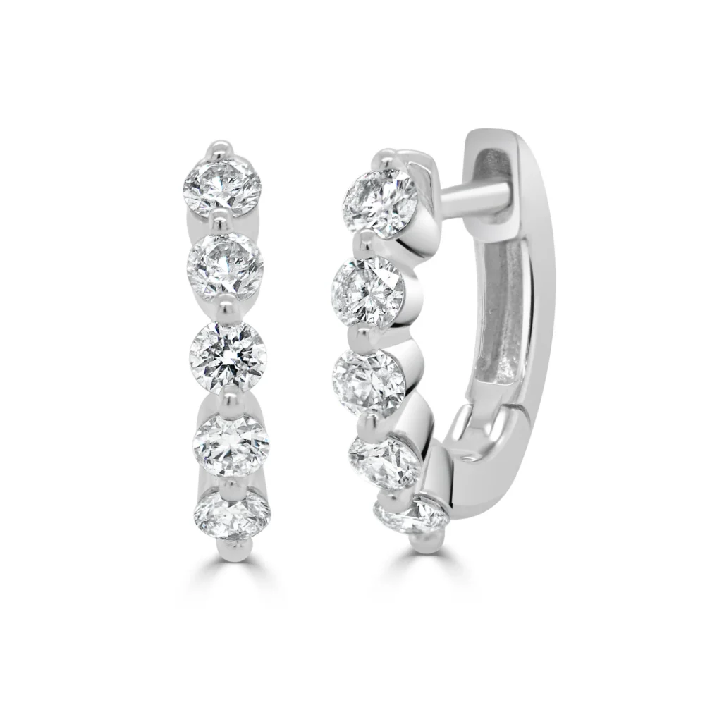 14K White Gold Single Prong Huggies with 1.65ctw Diamonds 11mm Earrings 3