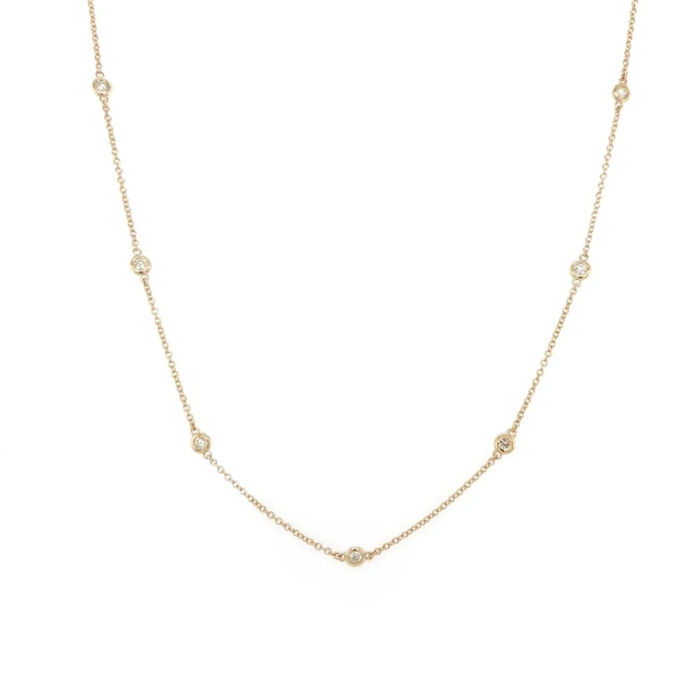 14K Yellow Gold Station Necklace with .46ctw Diamonds 18″ Fine Jewelry 3