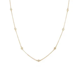14K Yellow Gold Station Necklace with .46ctw Diamonds 18