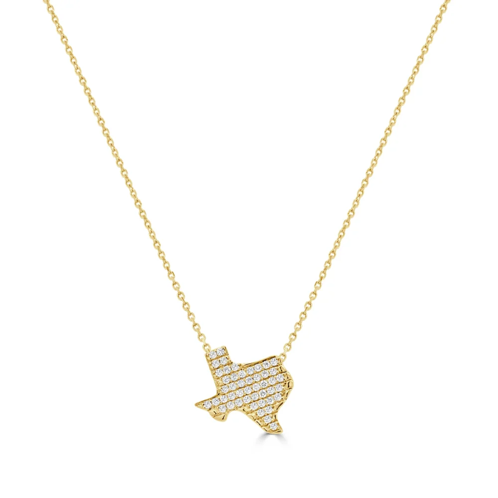 14K Yellow Gold Texas Necklace with .29ctw Diamonds 15-16″ Fine Jewelry 3