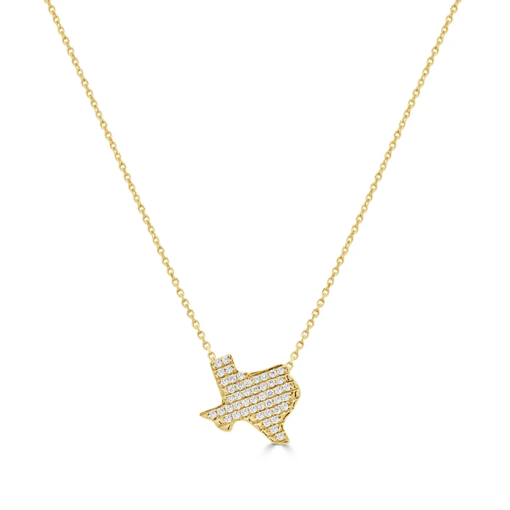 14K Yellow Gold Texas Necklace with .29ctw Diamonds 15-16″ Fine Jewelry 2