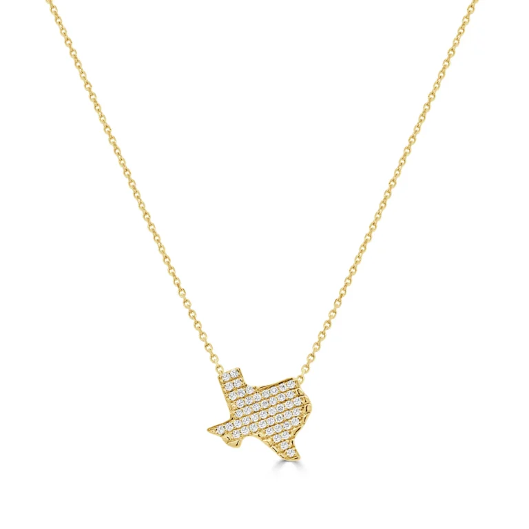 14K Yellow Gold Texas Necklace with .29ctw Diamonds 15-16″ Fine Jewelry 2