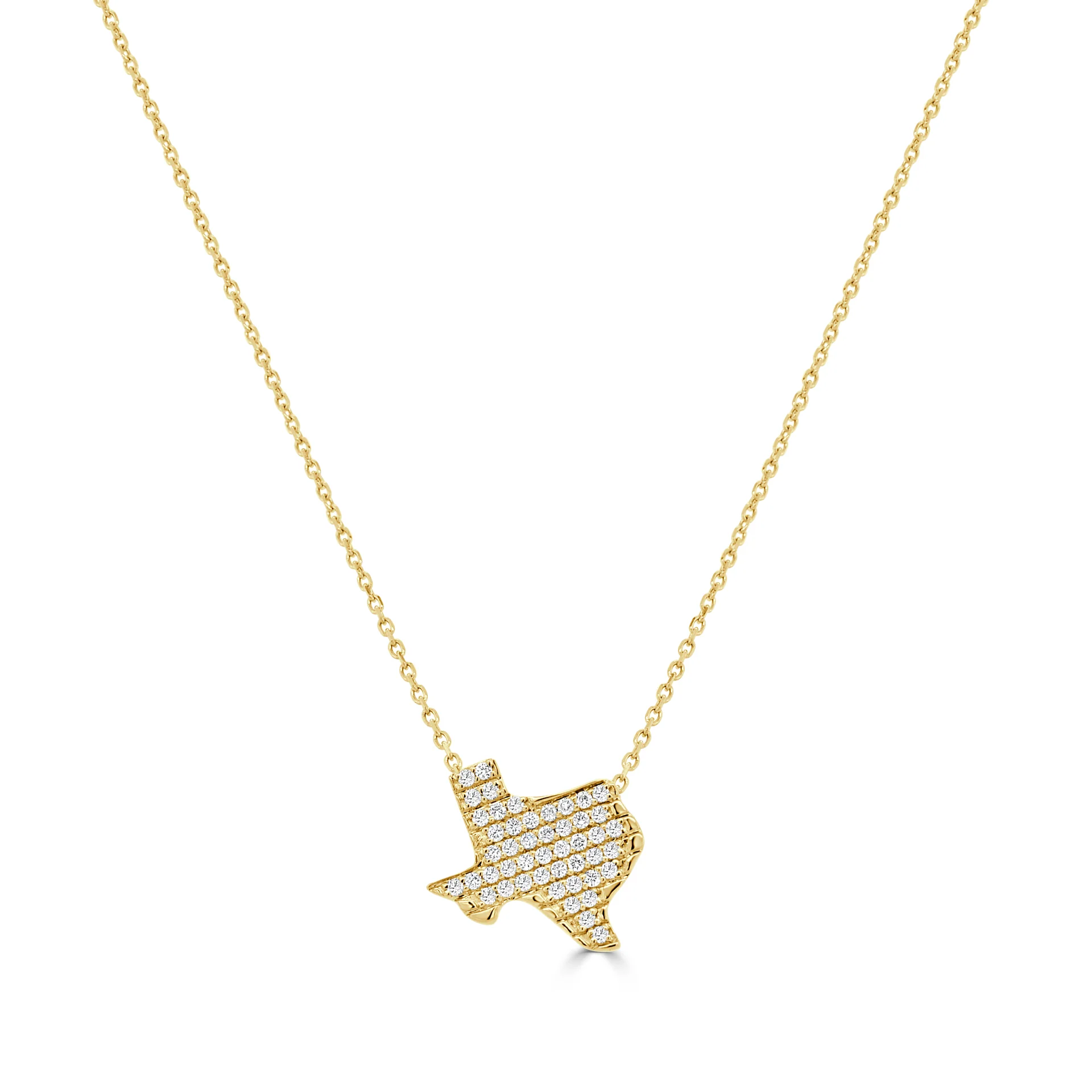 14K Yellow Gold Texas Necklace with .29ctw Diamonds 15-16″ Fine Jewelry