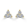 14K Yellow Gold 3 Stone Studs with .97ctw Diamonds Earrings 7