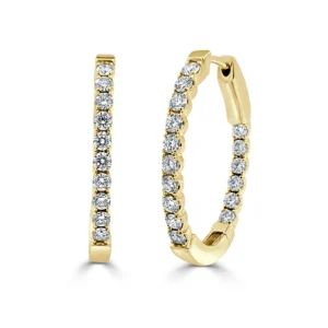 14K Yellow Gold Oval Hoops with 1.91ctw Diamonds 1