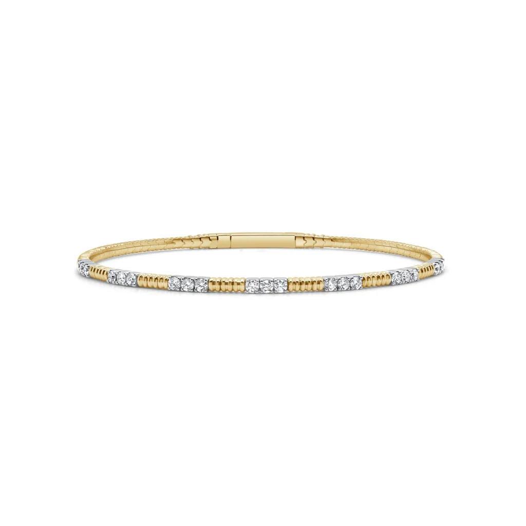 14K Two-Tone Flexible Bangle with .62ctw Diamonds Size 6.5 Bracelets 3