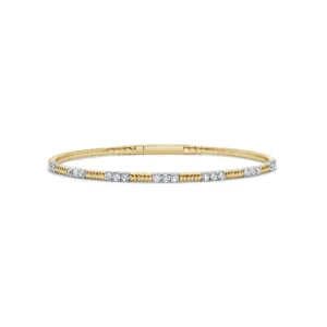 14K Two-Tone Flexible Bangle with .62ctw Diamonds Size 6.5