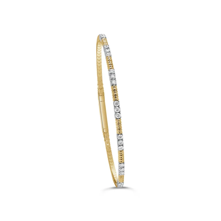 14K Two-Tone Flexible Bangle with .62ctw Diamonds Size 6.5 Bracelets 4