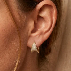14K Yellow Gold Triangle Huggies with .73ctw Diamonds