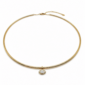 14K Yellow Gold Bezel Solitaire Necklace with .42ct Marquise Diamond 17