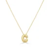 14K Yellow Gold Bubble “C” Initial Necklace 16-18″ Fine Jewelry 7