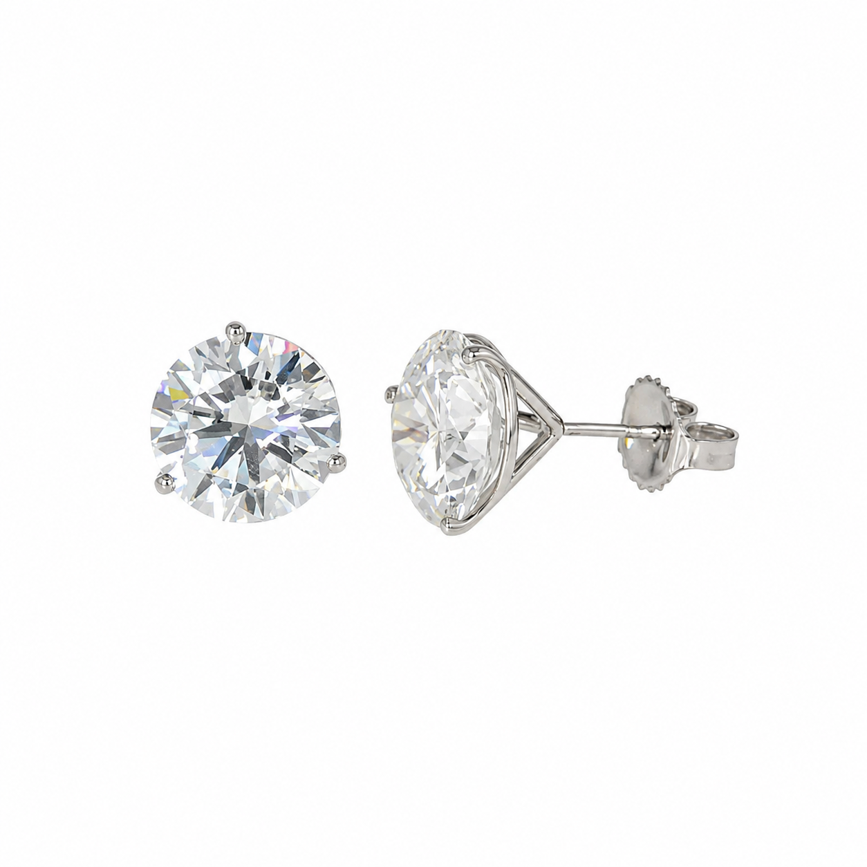 14K White Gold Solitaire Studs with 8.06ctw Lab-Grown Diamonds Earrings