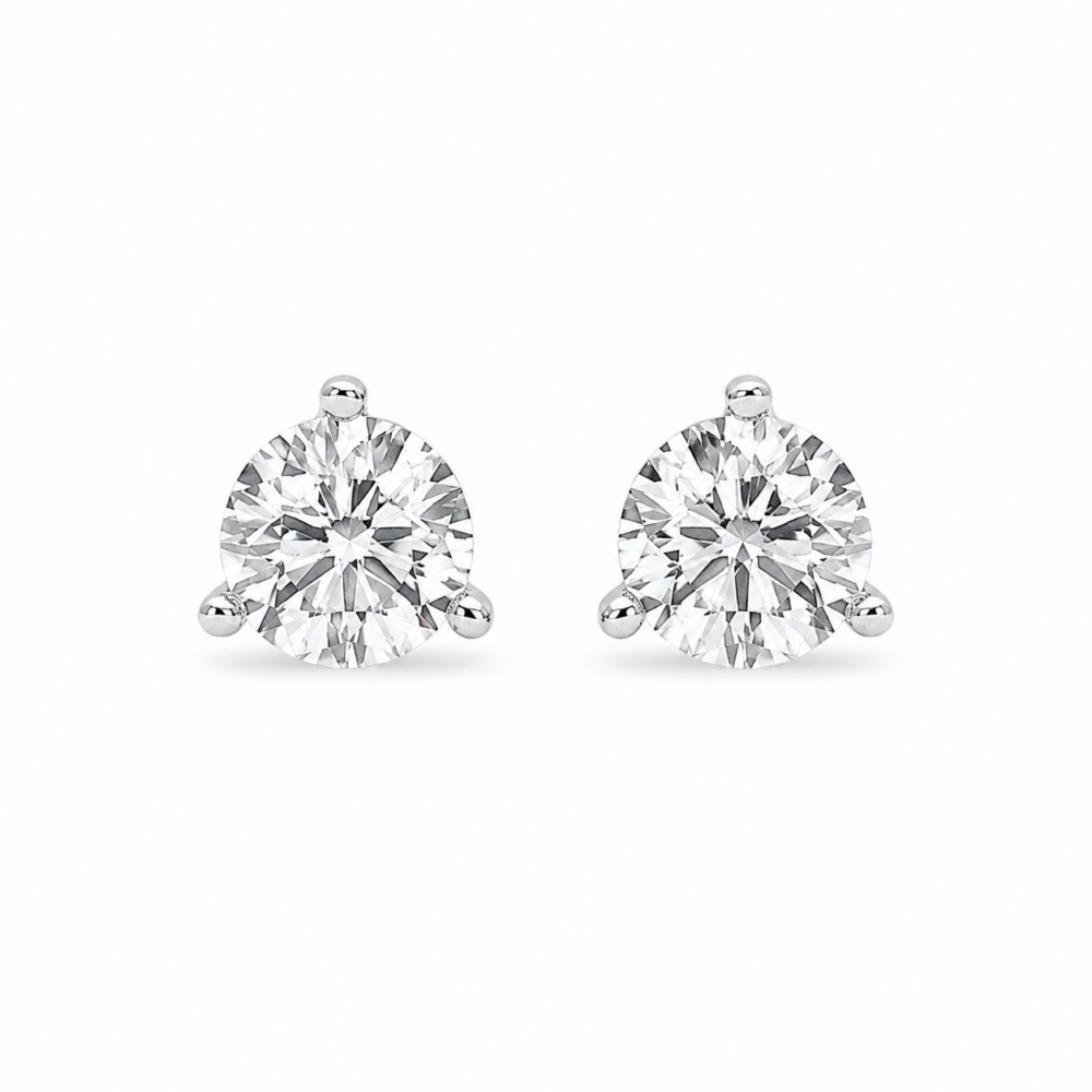 14K White Gold Martini Studs with .99ctw Lab-Grown Diamonds Earrings 3