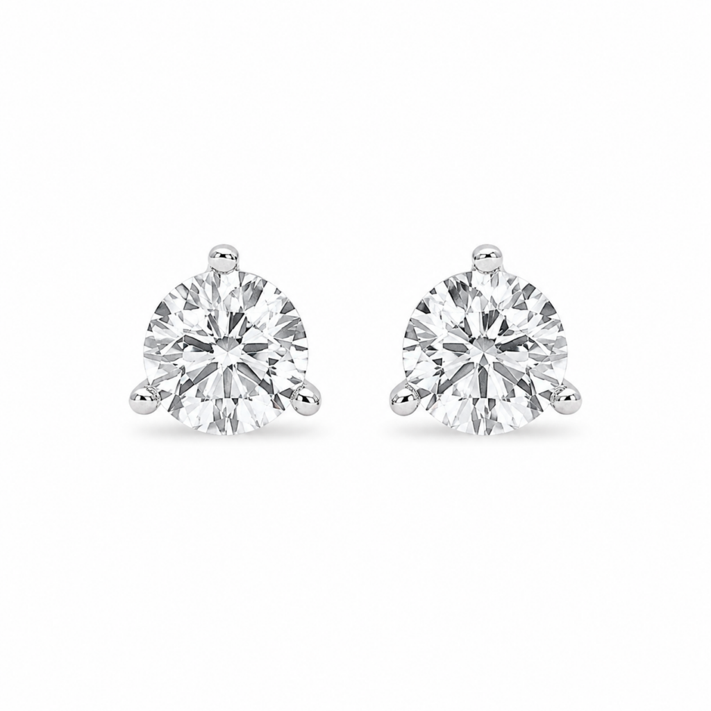 14K White Gold Martini Studs with .99ctw Lab-Grown Diamonds Earrings 2