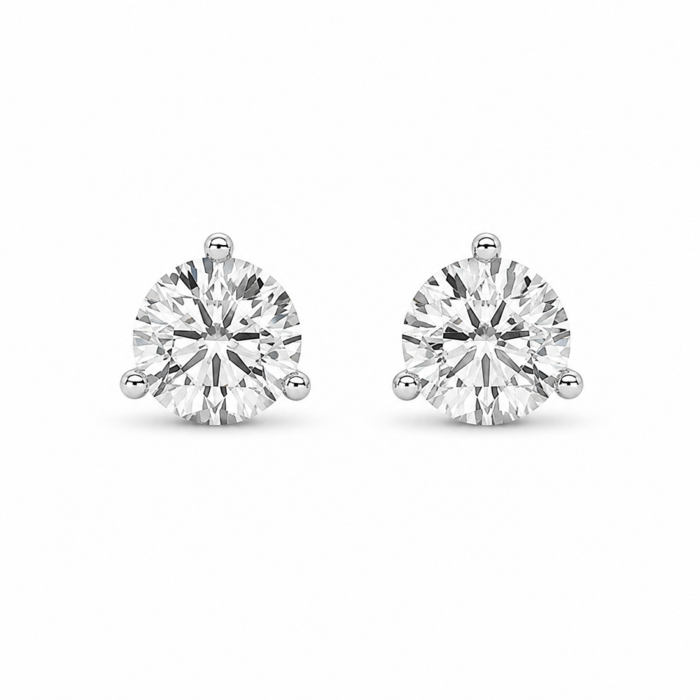 14K White Gold Martini Studs with 3ctw Lab-Grown Diamonds Earrings 3