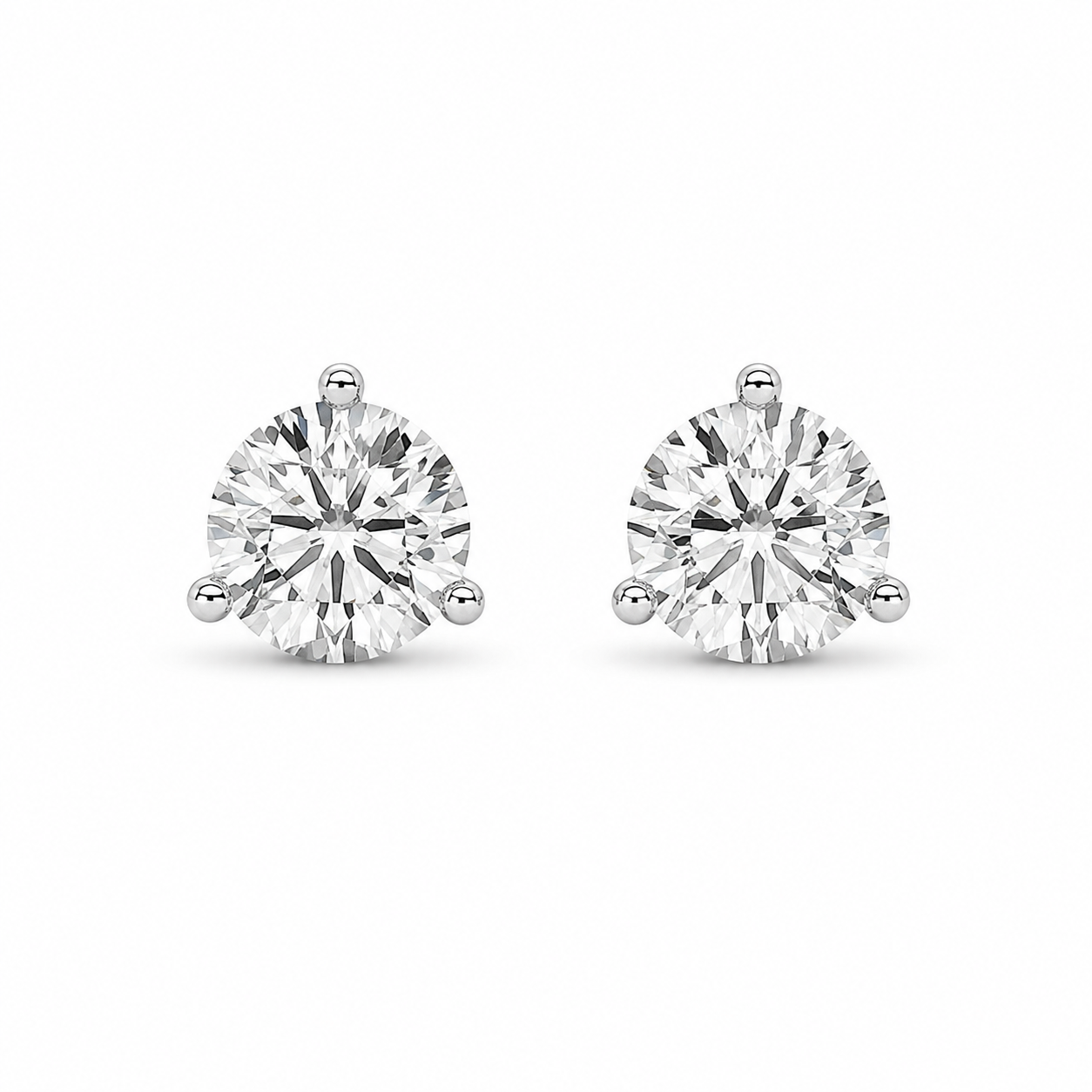 14K White Gold Martini Studs with 3ctw Lab-Grown Diamonds Earrings