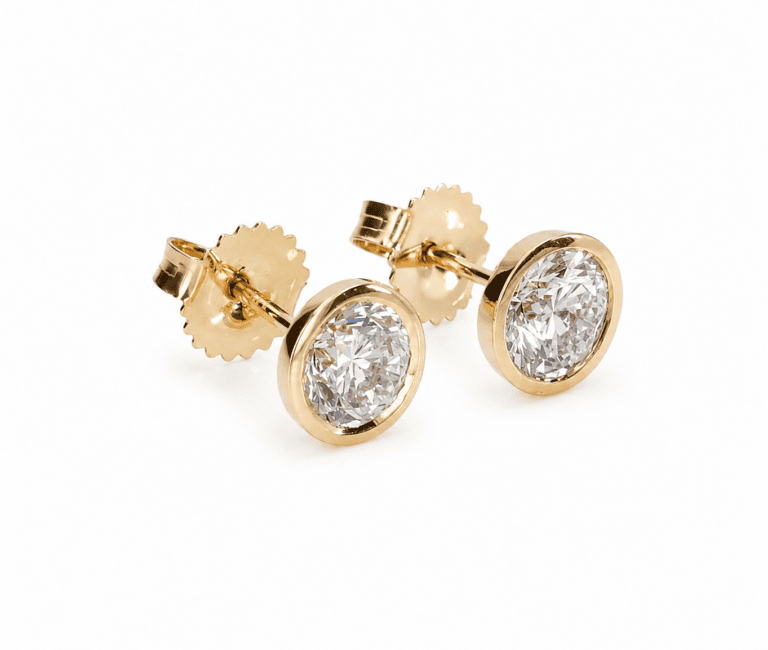 14K Yellow Gold Bezel Studs with 2.05ctw Lab-Grown Diamonds Earrings 2
