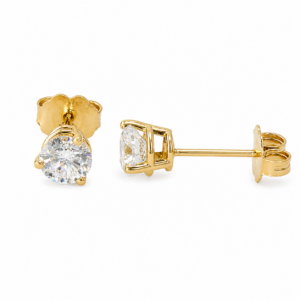 14K Yellow Gold Solitaire Studs with 1.01ctw Lab-Grown Diamonds