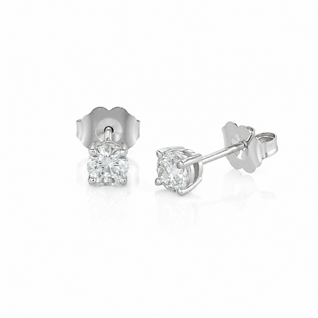 14K White Gold Solitaire Studs with .55ctw Diamonds Earrings 2