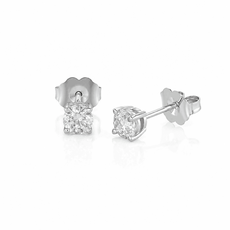 14K White Gold Solitaire Studs with .55ctw Diamonds Earrings 2