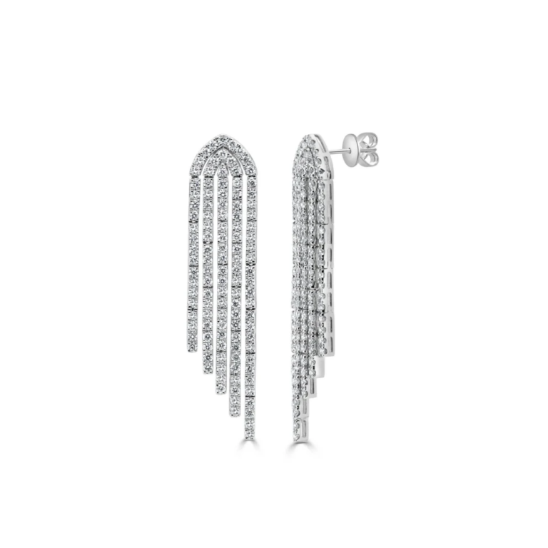 14K White Gold Dangle Earrings with 3.78ctw Diamonds 3