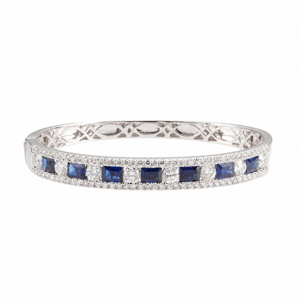 14k White Gold Bangle with 8.00ctw Sapphires & Diamonds 3