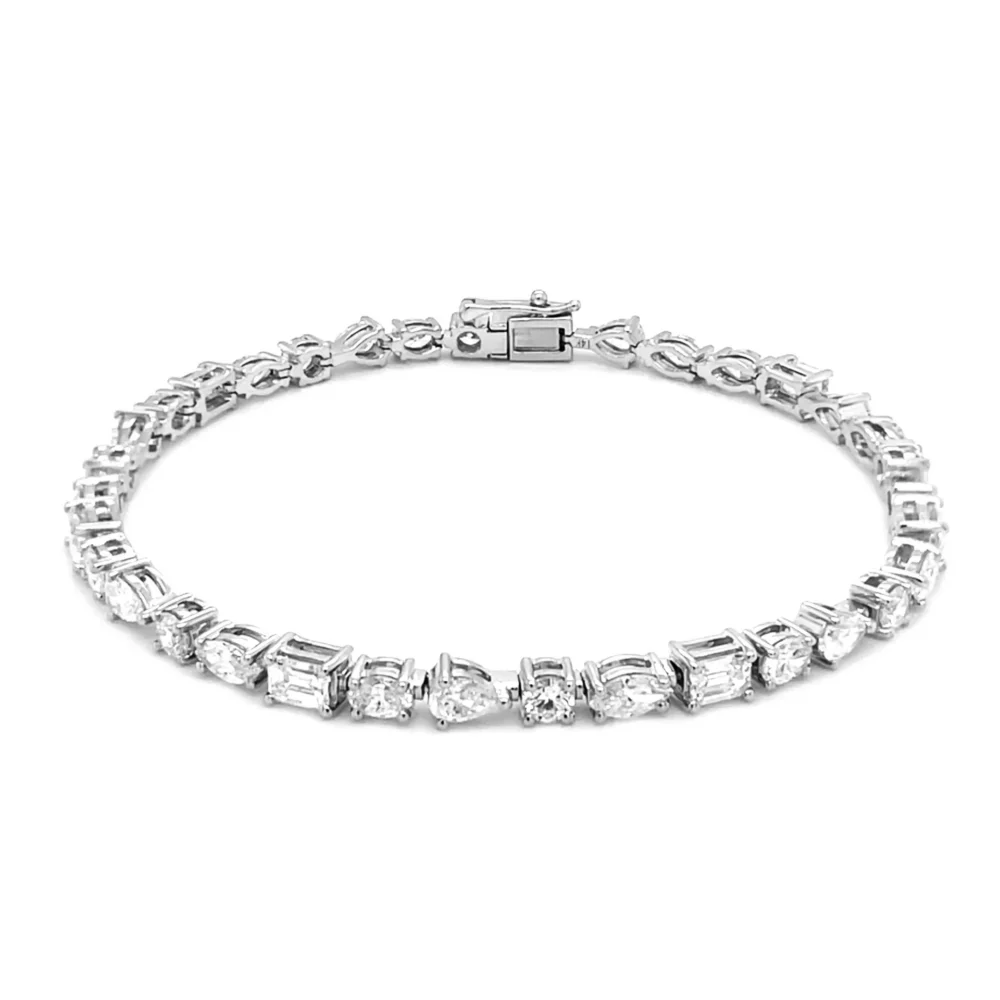 14K White Gold Tennis Bracelet with 5.67ctw Fancy Shape Diamonds 7″ 8