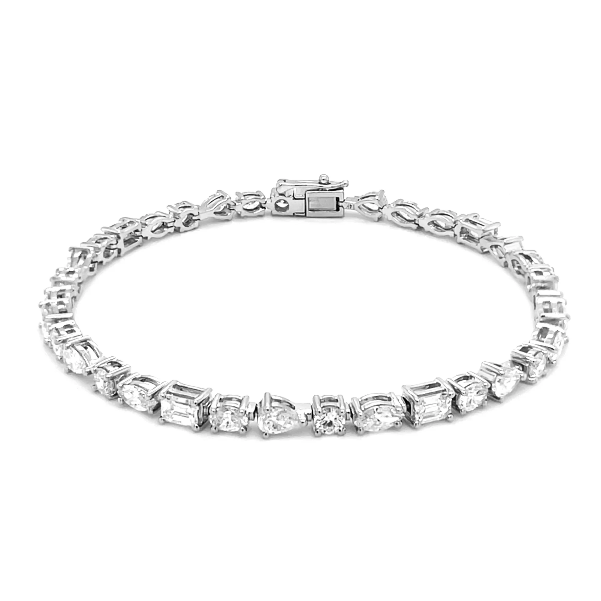 14K White Gold Tennis Bracelet with 5.67ctw Fancy Shape Diamonds 7″ 2