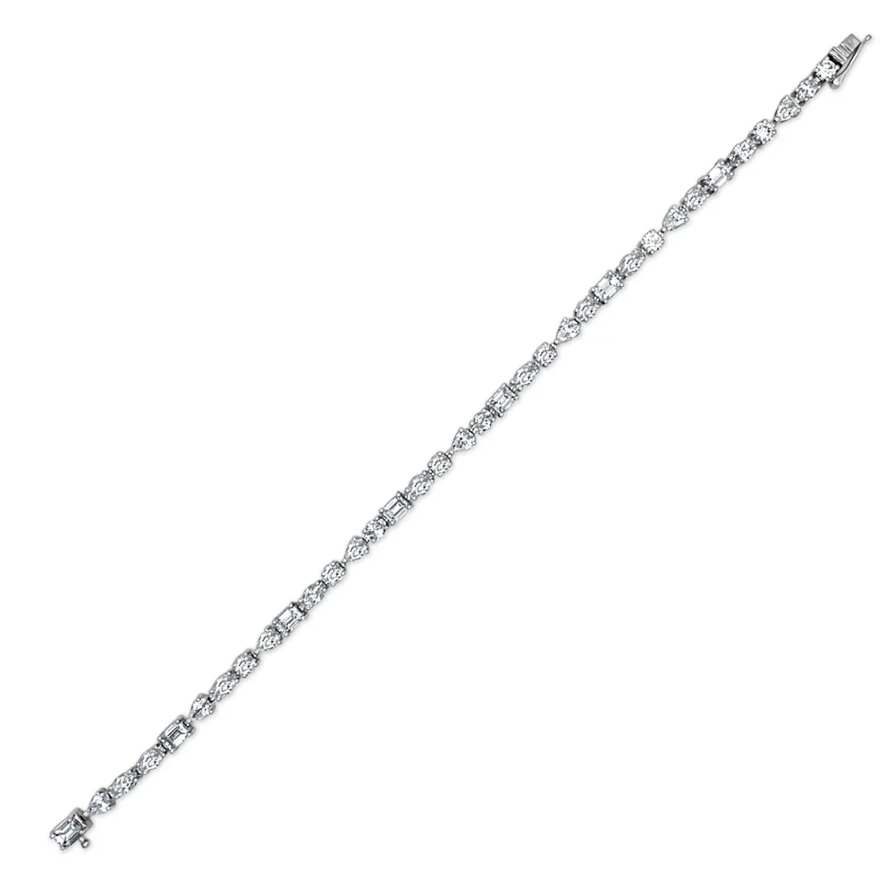 14K White Gold Tennis Bracelet with 5.67ctw Fancy Shape Diamonds 7″ 9
